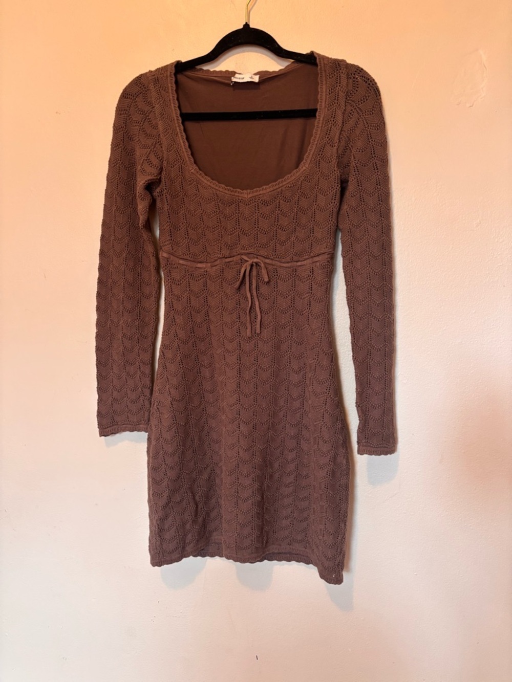 Hollister Mauve Knit Scoop-Neck Long Sleeve Dress